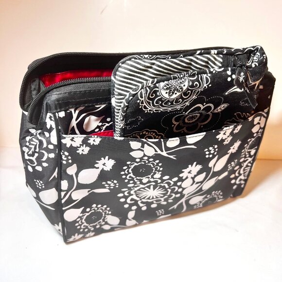 Thirty One-Travel Cosmetic Bag/Pouch-Black/White/Hot Pink-2 Diff. Sizes-Zip-2 pc - Picture 3 of 16